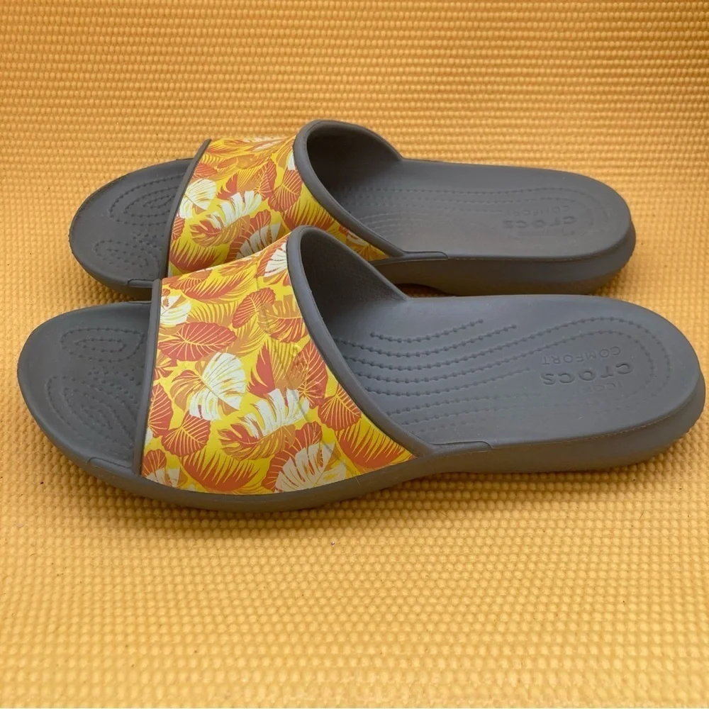Crocs Tropical Sandals for Women Size W10  M8 Color Orange Yellow White Gray